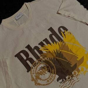 Rhude Cream and Yellow Graphic Tee